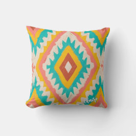 Vibrant Tribe, Bold Geometric Boho Pattern Kussen