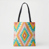 Vibrant Tribe, Bold Geometric Boho Pattern Tote Bag (Voorkant)