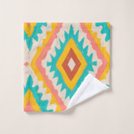 Vibrant Tribe, Bold Geometric Boho Pattern Washandje