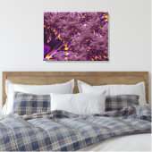 Vibrant Trippy Paars Yellow Groovy Fractal Art Canvas Afdruk (Insitu (Slaapkamer))