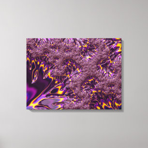 Vibrant Trippy Paars Yellow Groovy Fractal Art Canvas Afdruk