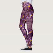Vibrant Trippy Paars Yellow Groovy Fractal Art Leggings (Links)