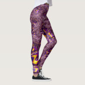 Vibrant Trippy Paars Yellow Groovy Fractal Art Leggings (Rechts)