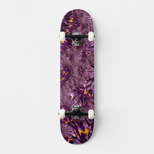 Vibrant Trippy Paars Yellow Groovy Fractal Art Persoonlijk Skateboard (Voorkant)