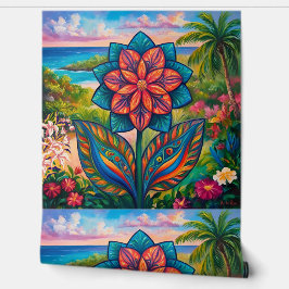 Vibrant Tropical Fantasy Flower in Paradise Behang