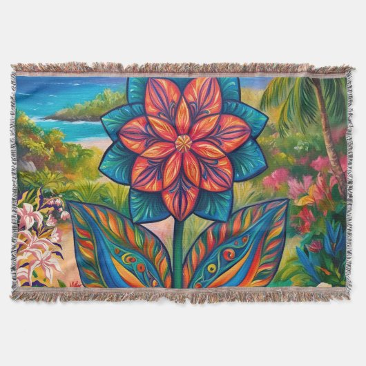 Vibrant Tropical Fantasy Flower in Paradise Deken (Voorkant)