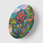 Vibrant Tropical Fantasy Flower in Paradise Ronde Klok (Hoek)