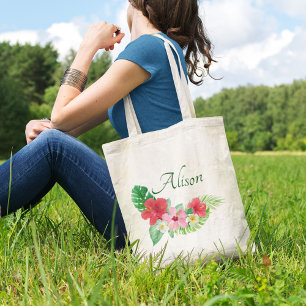 Vibrant Tropical Floral Bridesmaid Weddenschap Tote Bag