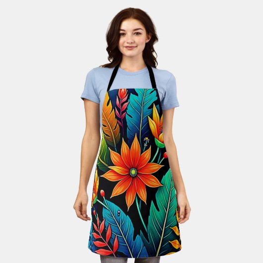 Vibrant Tropical Flower Art Schort (Gedragen)