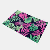 Vibrant Tropical Leaves Neon Pattern Deurmat (Schuin)
