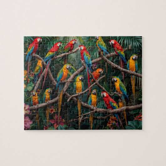Vibrant Tropical Macaws Jungle Legpuzzel (Horizontaal)