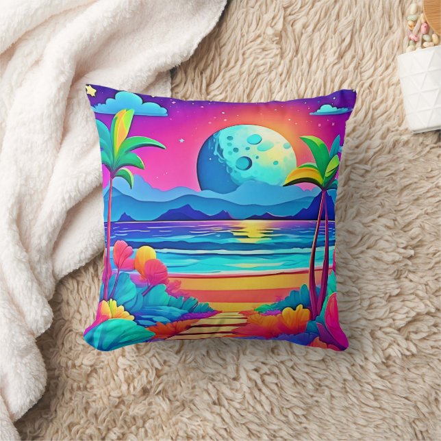 Vibrant Tropical Night Escape Kussen (Deken)