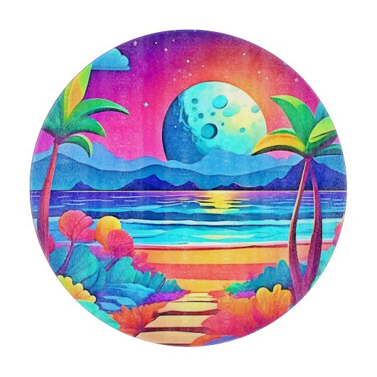 Vibrant Tropical Night Escape Snijplank (Voorkant)
