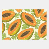 Vibrant Tropical Papaya Fruit and Leaf Pattern Inpakpapier Vel (Voorkant 3)