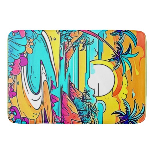Vibrant Tropical Sunset Beach Badmat (Voorkant)