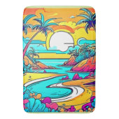 Vibrant Tropical Sunset Beach Badmat (Voorkant Verticaal)