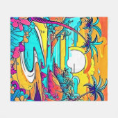 Vibrant Tropical Sunset Beach Fleece Deken (Voorkant (Horizontaal))