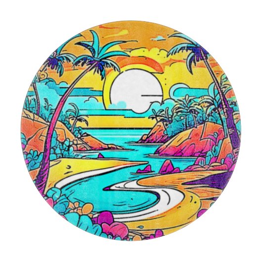 Vibrant Tropical Sunset Beach Snijplank (Voorkant)