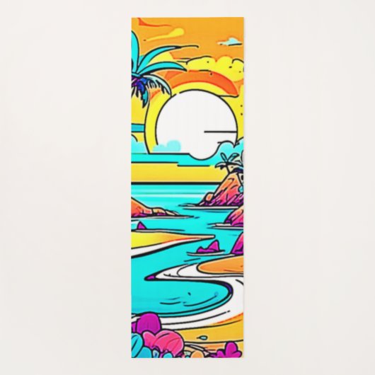 Vibrant Tropical Sunset Beach Yogamat (Achterkant)