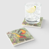 Vibrant Tropical Toucan Birds Art Exotic Jungle  Stenen Onderzetter (Zijkant)