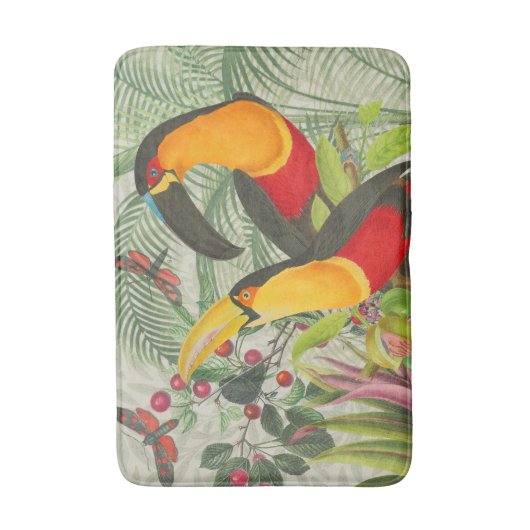 Vibrant Tropical Toucan Birds Art Exotic Oerwoud Badmat (Voorkant Verticaal)