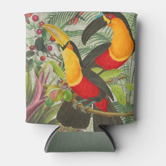 Vibrant Tropical Toucan Birds Art Exotic Oerwoud Blikjeskoeler (Voorkant)