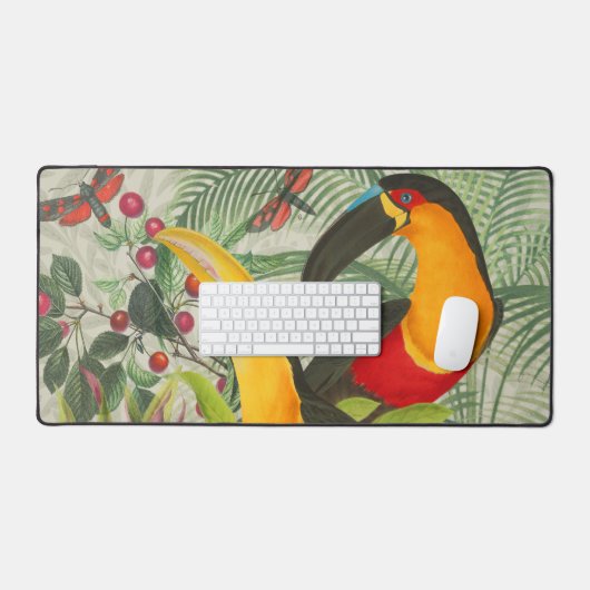 Vibrant Tropical Toucan Birds Art Exotic Oerwoud Bureaumat (Keyboard & Muis)