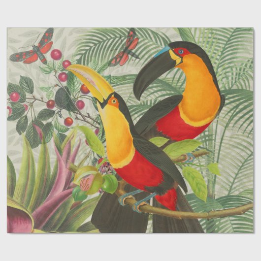 Vibrant Tropical Toucan Birds Art Exotic Oerwoud Cadeaupapier (Vlak)