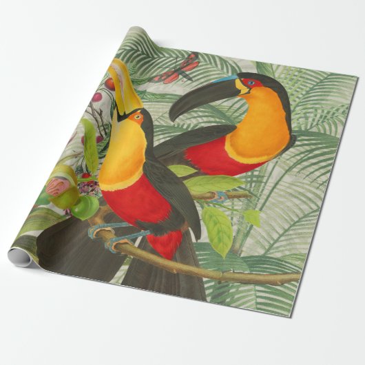 Vibrant Tropical Toucan Birds Art Exotic Oerwoud Cadeaupapier (Uitgerold)