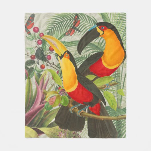 Vibrant Tropical Toucan Birds Art Exotic Oerwoud Fleece Deken (Voorkant)