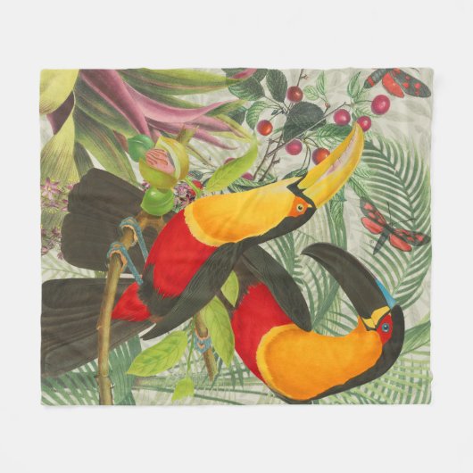 Vibrant Tropical Toucan Birds Art Exotic Oerwoud Fleece Deken (Voorkant (Horizontaal))