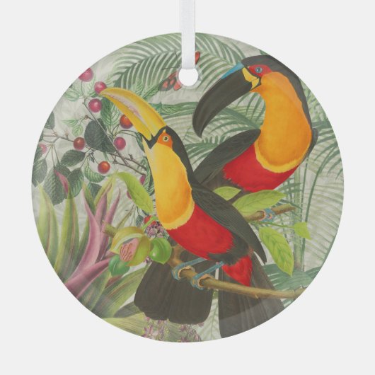 Vibrant Tropical Toucan Birds Art Exotic Oerwoud Glas Ornament (Voorkant)