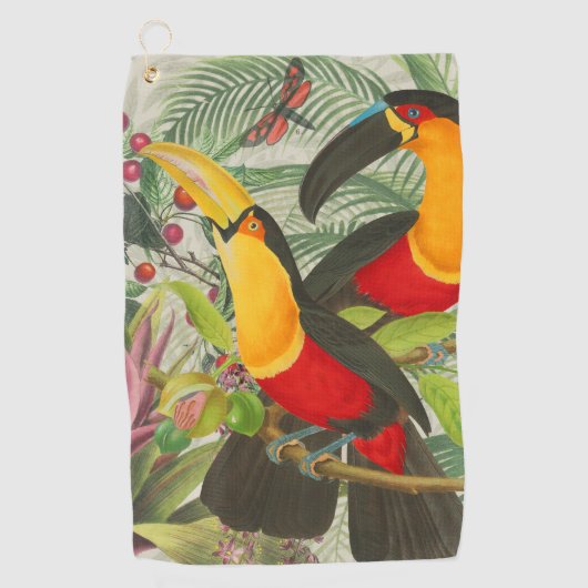 Vibrant Tropical Toucan Birds Art Exotic Oerwoud Golfhanddoek (Voorkant)