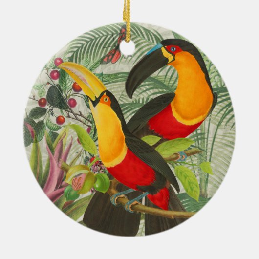 Vibrant Tropical Toucan Birds Art Exotic Oerwoud Keramisch Ornament (Achterkant)