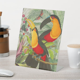 Vibrant Tropical Toucan Birds Art Exotic Oerwoud Reclamebord Met Voetstuk