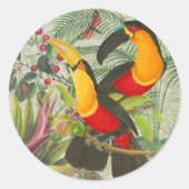 Vibrant Tropical Toucan Birds Art Exotic Oerwoud Ronde Sticker (Voorkant)