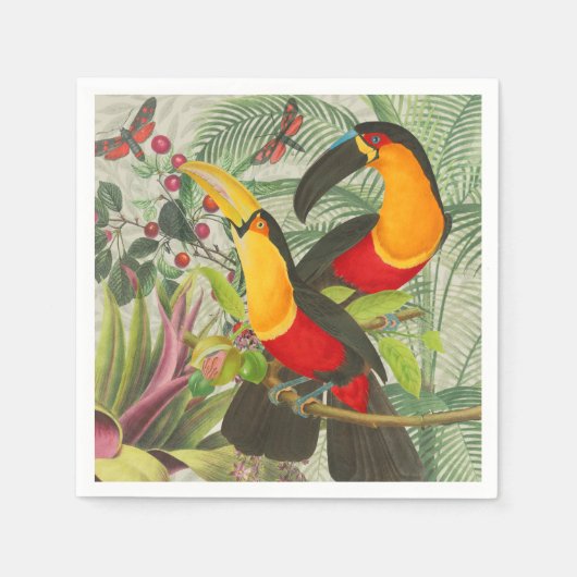 Vibrant Tropical Toucan Birds Art Exotic Oerwoud Servet (Voorkant)