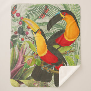 Vibrant Tropical Toucan Birds Art Exotic Oerwoud Sherpa Deken