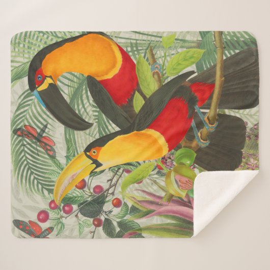Vibrant Tropical Toucan Birds Art Exotic Oerwoud Sherpa Deken (Voorkant (horizontaal))