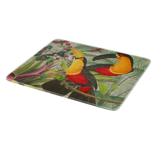 Vibrant Tropical Toucan Birds Art Exotic Oerwoud Snijplank (Hoek)