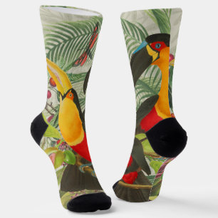 Vibrant Tropical Toucan Birds Art Exotic Oerwoud Sokken