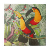 Vibrant Tropical Toucan Birds Art Exotic Oerwoud Tegeltje (Voorkant)