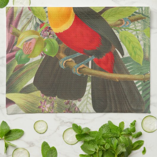 Vibrant Tropical Toucan Birds Art Exotic Oerwoud Theedoek (Gevouwen)