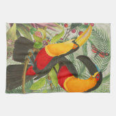 Vibrant Tropical Toucan Birds Art Exotic Oerwoud Theedoek (Horizontaal)