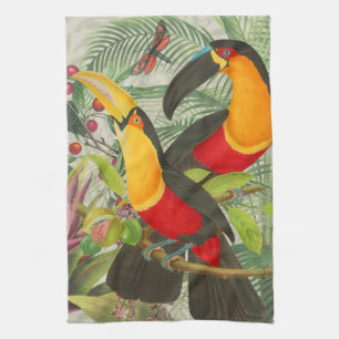 Vibrant Tropical Toucan Birds Art Exotic Oerwoud Theedoek