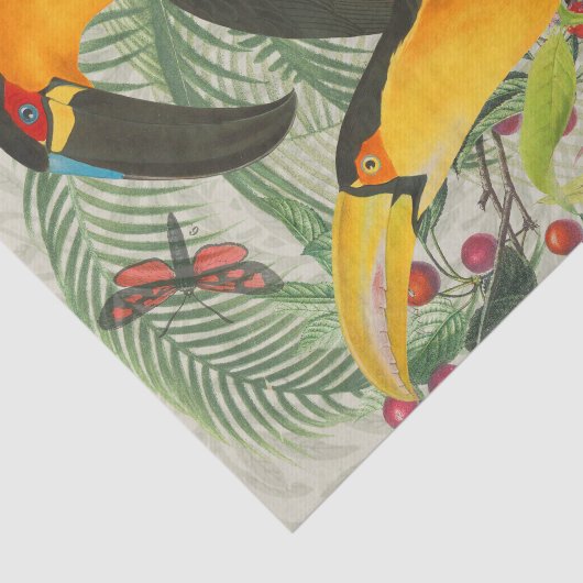 Vibrant Tropical Toucan Birds Art Exotic Oerwoud Tissuepapier (Detail)