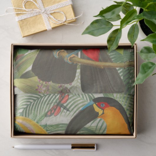 Vibrant Tropical Toucan Birds Art Exotic Oerwoud Tissuepapier (Geschenk)