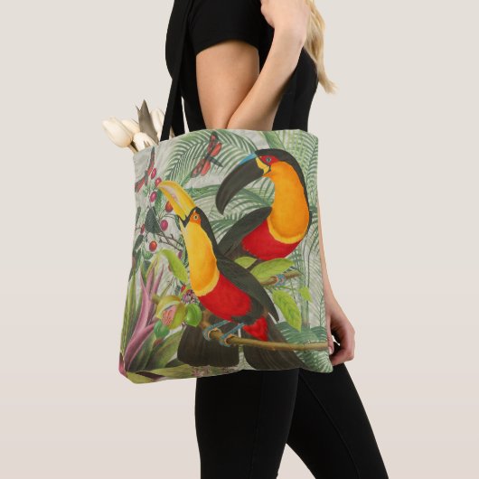 Vibrant Tropical Toucan Birds Art Exotic Oerwoud Tote Bag (Dichtbij)