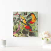 Vibrant Tropical Toucan Birds Art Exotic Oerwoud Vierkante Klok (Huis)