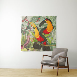 Vibrant Tropical Toucan Birds Art Exotic Oerwoud Wandkleed